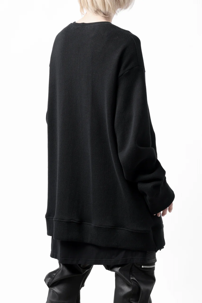 A.F ARTEFACT LAYERED ZIP PULLOVER / COTTON KNIT+JERSEY (BLACK) - Image 12