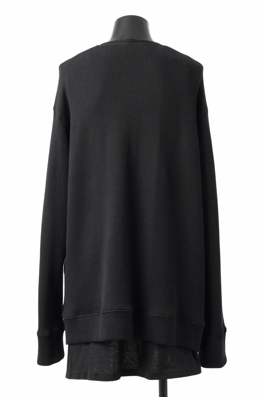 A.F ARTEFACT LAYERED ZIP PULLOVER / COTTON KNIT+JERSEY (BLACK) - Image 17