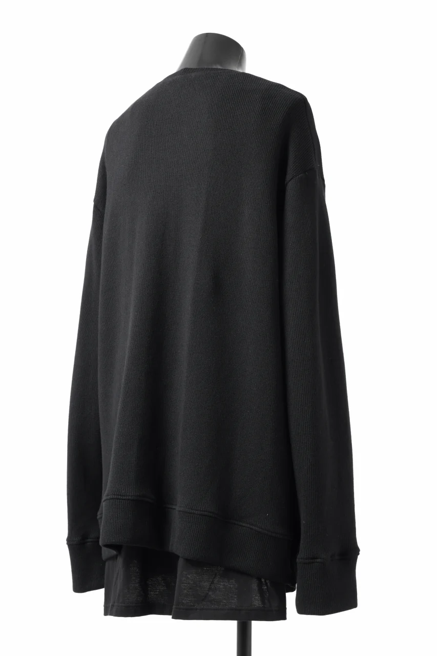 A.F ARTEFACT LAYERED ZIP PULLOVER / COTTON KNIT+JERSEY (BLACK) - Image 18