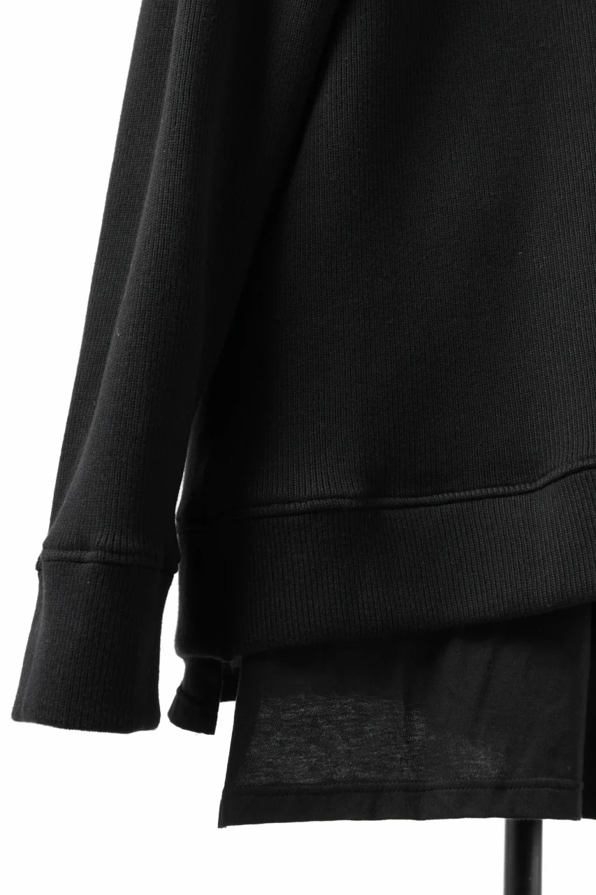 A.F ARTEFACT LAYERED ZIP PULLOVER / COTTON KNIT+JERSEY (BLACK) - Image 27
