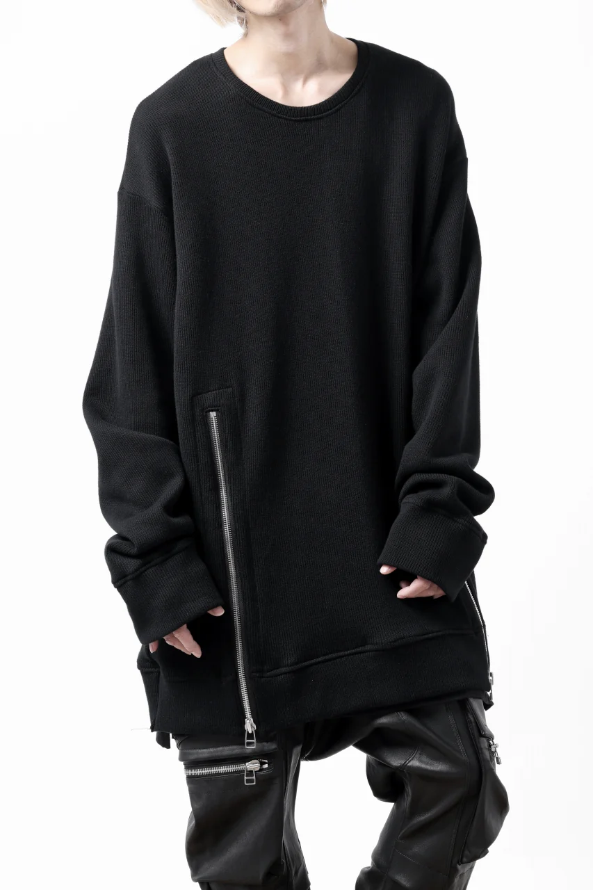 A.F ARTEFACT LAYERED ZIP PULLOVER / COTTON KNIT+JERSEY (BLACK) - Image 3