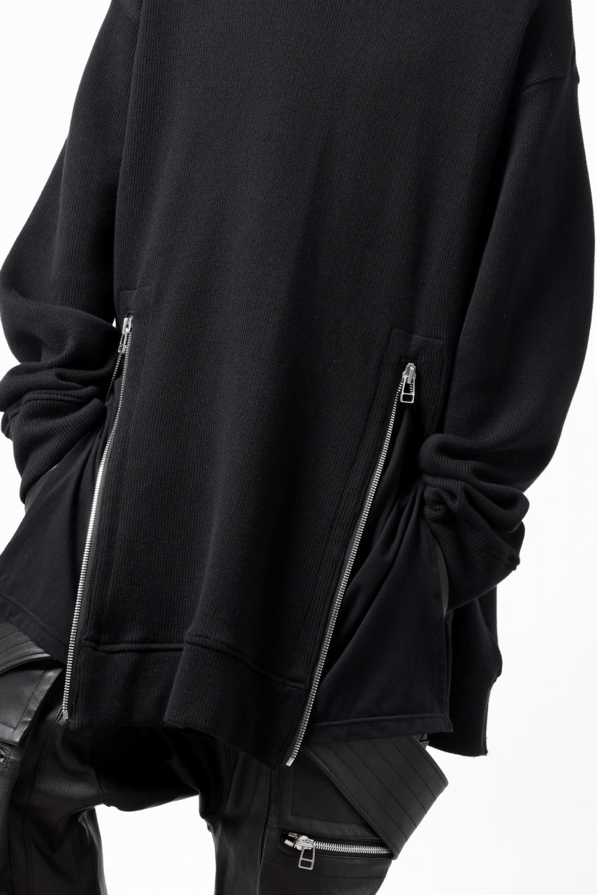A.F ARTEFACT LAYERED ZIP PULLOVER / COTTON KNIT+JERSEY (BLACK) - Image 33