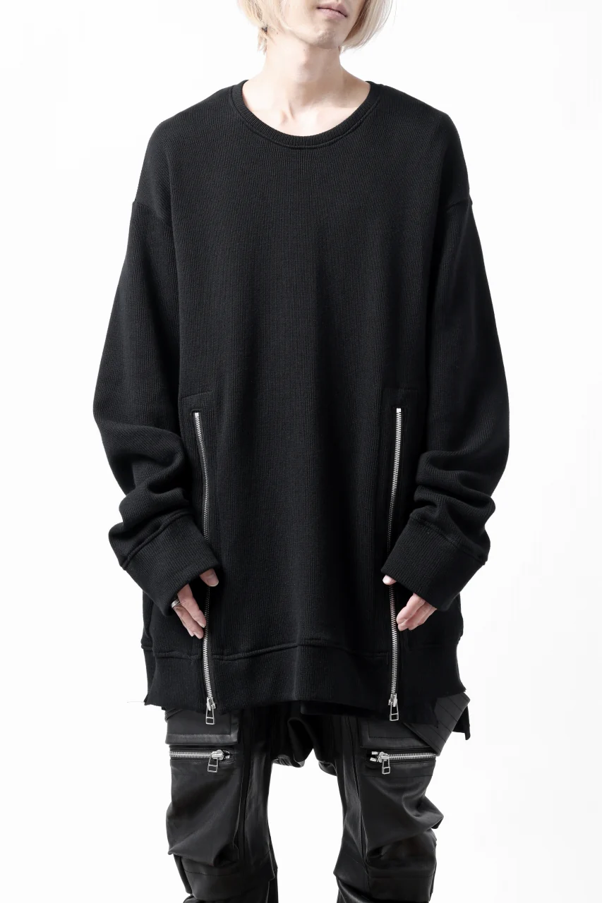 A.F ARTEFACT LAYERED ZIP PULLOVER / COTTON KNIT+JERSEY (BLACK) - Image 4