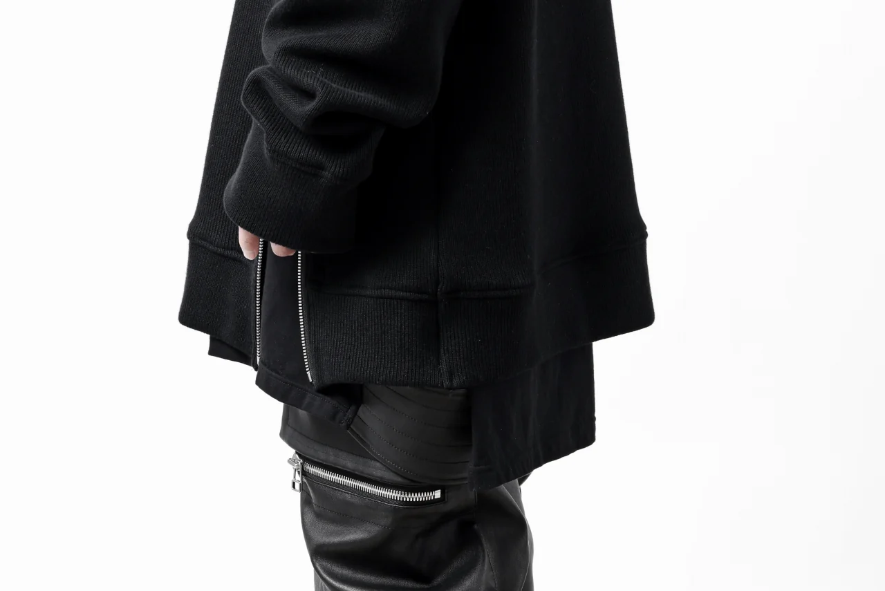 A.F ARTEFACT LAYERED ZIP PULLOVER / COTTON KNIT+JERSEY (BLACK) - Image 41