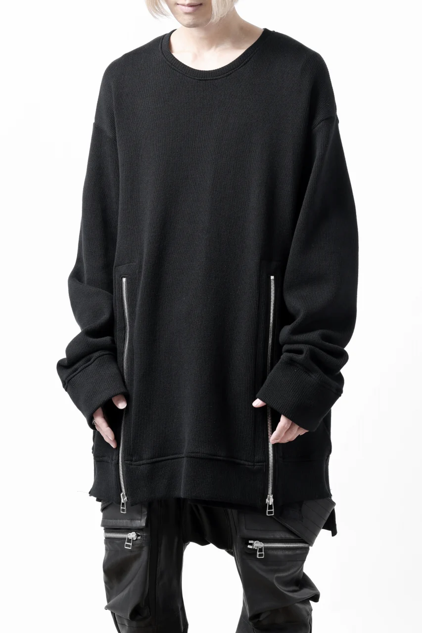 A.F ARTEFACT LAYERED ZIP PULLOVER / COTTON KNIT+JERSEY (BLACK) - Image 5