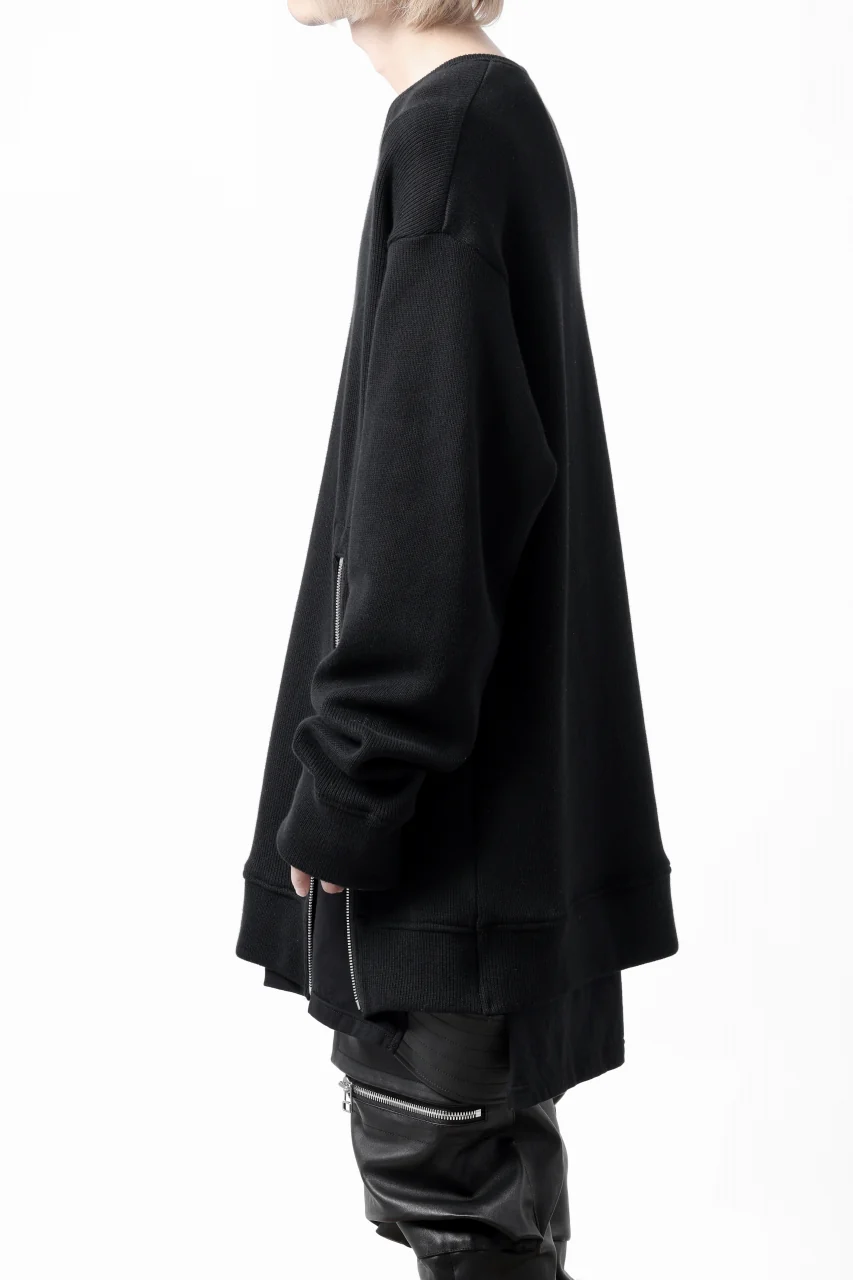 A.F ARTEFACT LAYERED ZIP PULLOVER / COTTON KNIT+JERSEY (BLACK) - Image 6