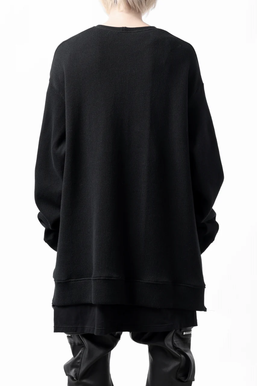 A.F ARTEFACT LAYERED ZIP PULLOVER / COTTON KNIT+JERSEY (BLACK) - Image 7