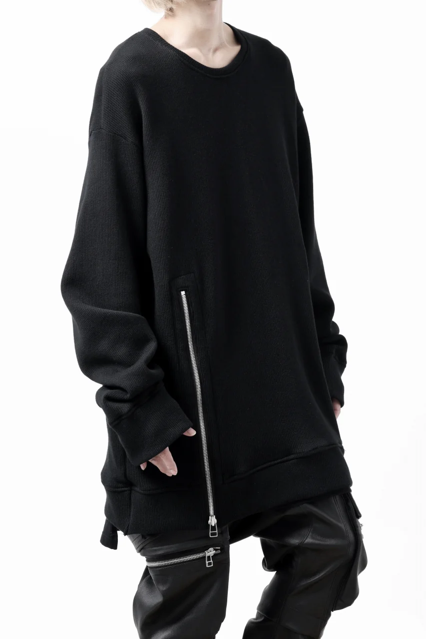 A.F ARTEFACT LAYERED ZIP PULLOVER / COTTON KNIT+JERSEY (BLACK) - Image 9