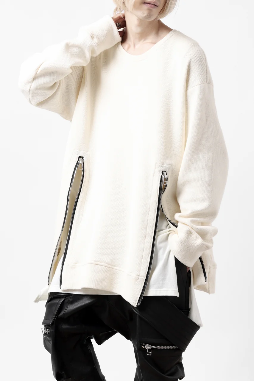 A.F ARTEFACT LAYERED ZIP PULLOVER / COTTON KNIT+JERSEY (IVORY) - Image 2