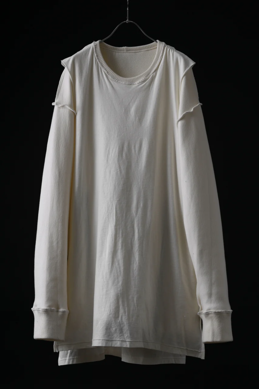 A.F ARTEFACT LAYERED ZIP PULLOVER / COTTON KNIT+JERSEY (IVORY) - Image 25
