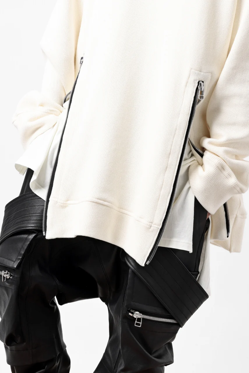 A.F ARTEFACT LAYERED ZIP PULLOVER / COTTON KNIT+JERSEY (IVORY) - Image 32