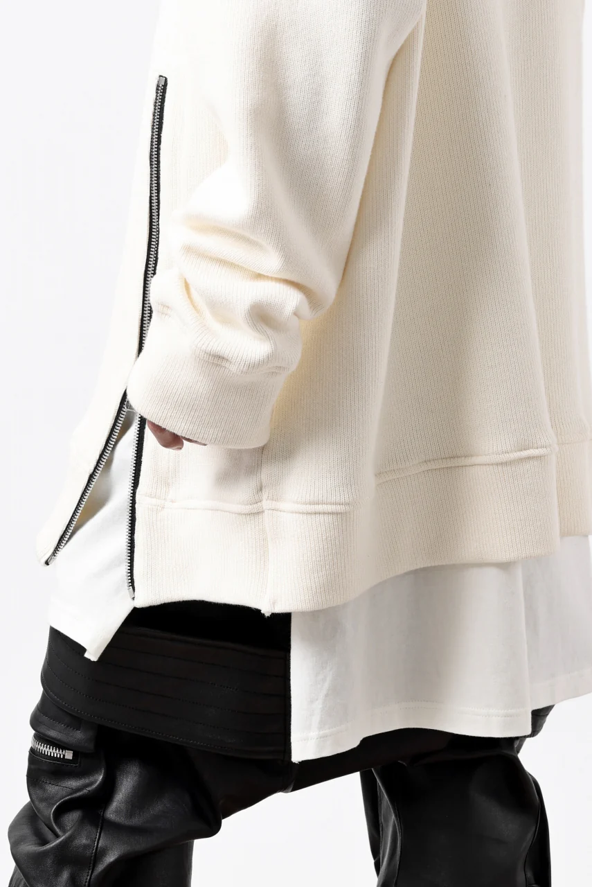 A.F ARTEFACT LAYERED ZIP PULLOVER / COTTON KNIT+JERSEY (IVORY) - Image 33