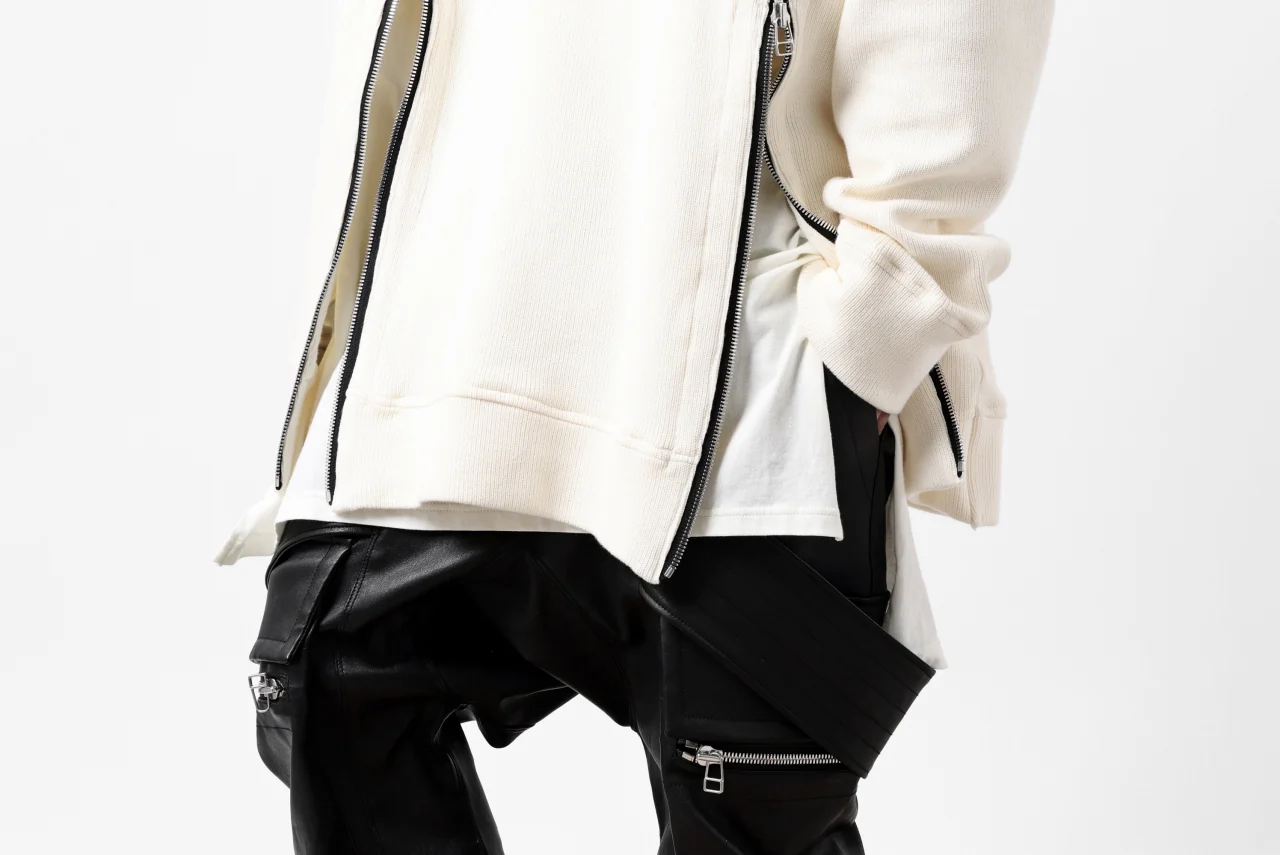 A.F ARTEFACT LAYERED ZIP PULLOVER / COTTON KNIT+JERSEY (IVORY) - Image 36