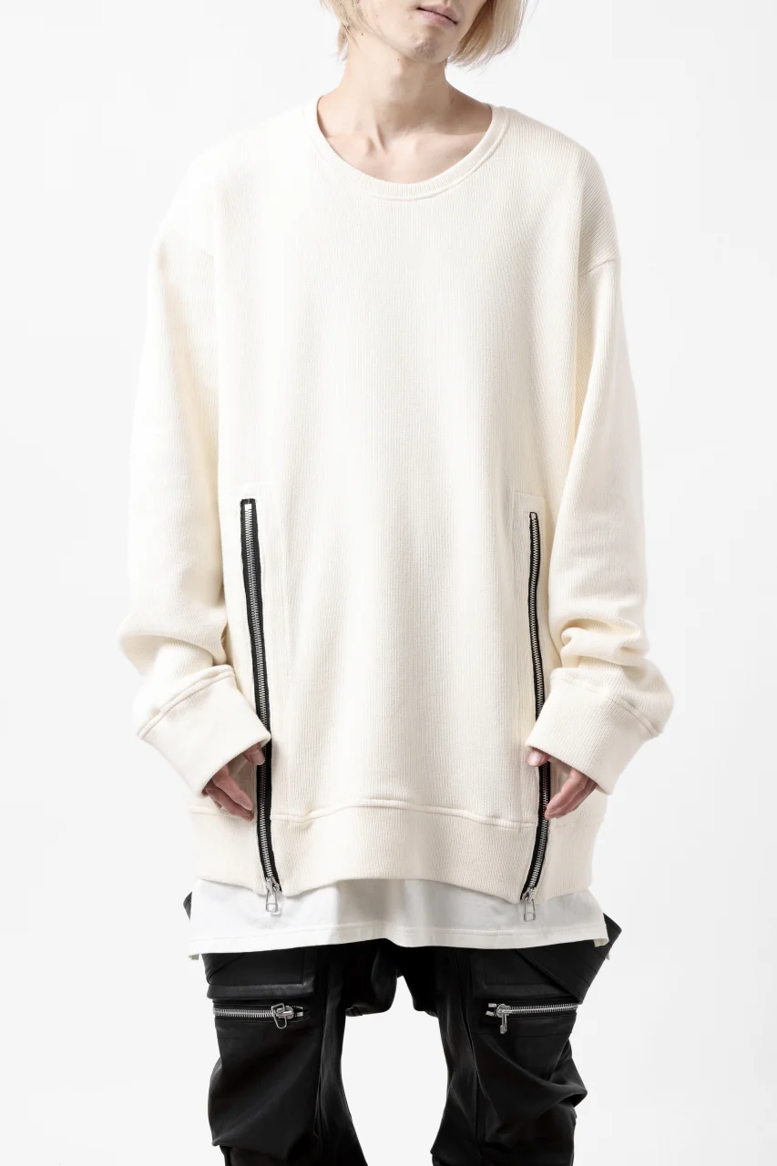 A.F ARTEFACT LAYERED ZIP PULLOVER / COTTON KNIT+JERSEY (IVORY) - Image 4