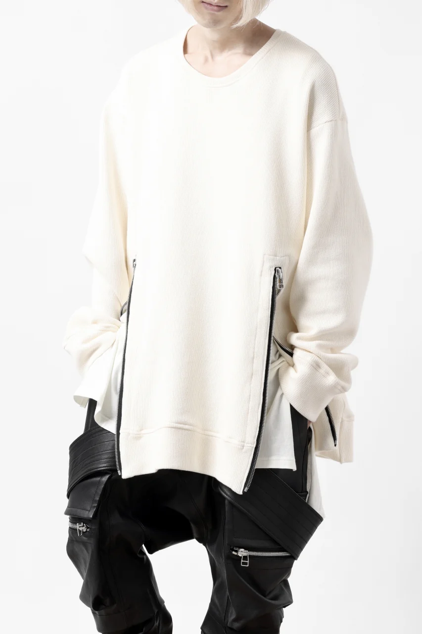 A.F ARTEFACT LAYERED ZIP PULLOVER / COTTON KNIT+JERSEY (IVORY) - Image 7