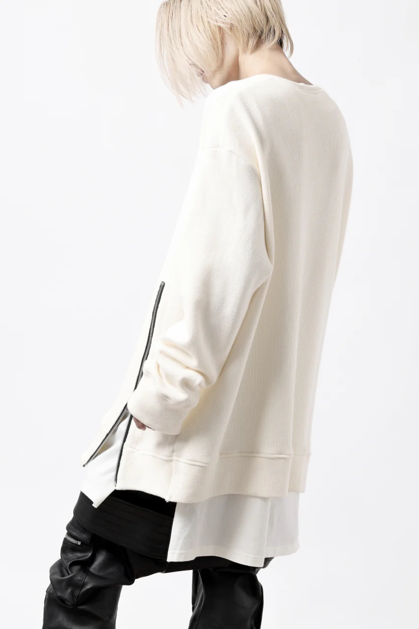 A.F ARTEFACT LAYERED ZIP PULLOVER / COTTON KNIT+JERSEY (IVORY) - Image 8