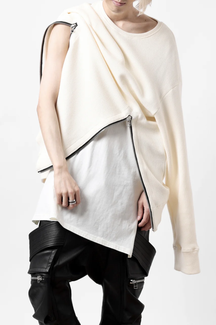 A.F ARTEFACT LAYERED ZIP PULLOVER / COTTON KNIT+JERSEY (IVORY) - Image 9