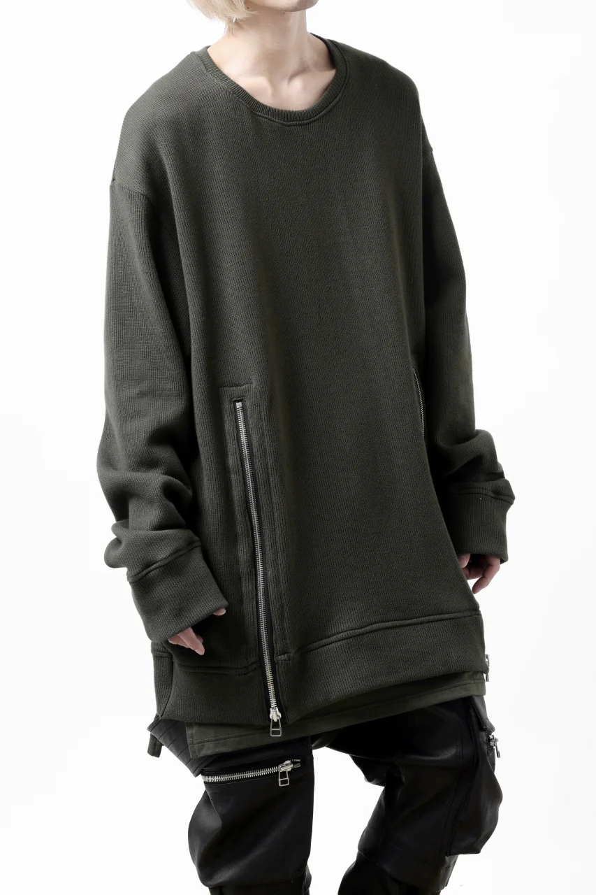 A.F ARTEFACT LAYERED ZIP PULLOVER / COTTON KNIT+JERSEY (KHAKI) - Image 10