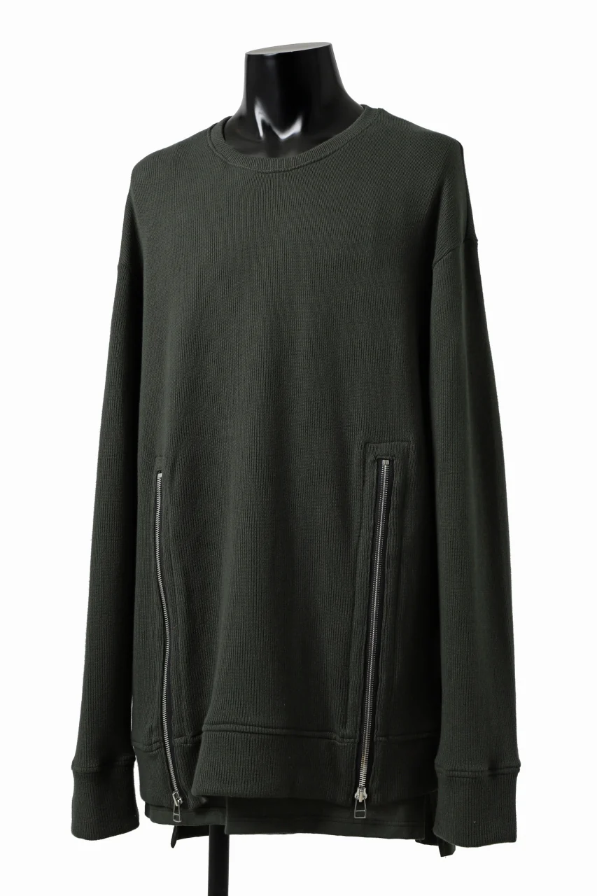A.F ARTEFACT LAYERED ZIP PULLOVER / COTTON KNIT+JERSEY (KHAKI) - Image 15