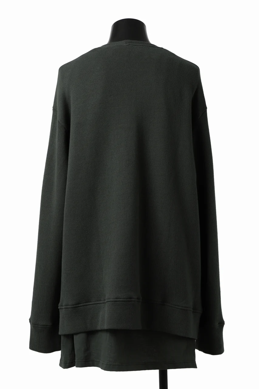 A.F ARTEFACT LAYERED ZIP PULLOVER / COTTON KNIT+JERSEY (KHAKI) - Image 17
