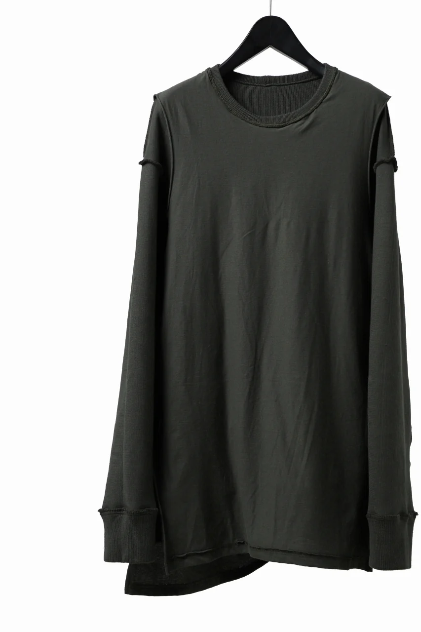 A.F ARTEFACT LAYERED ZIP PULLOVER / COTTON KNIT+JERSEY (KHAKI) - Image 25