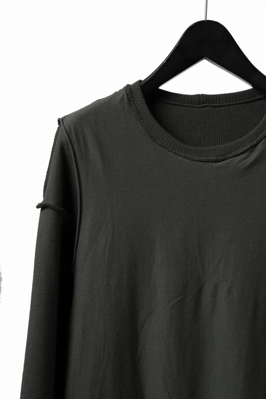 A.F ARTEFACT LAYERED ZIP PULLOVER / COTTON KNIT+JERSEY (KHAKI) - Image 26