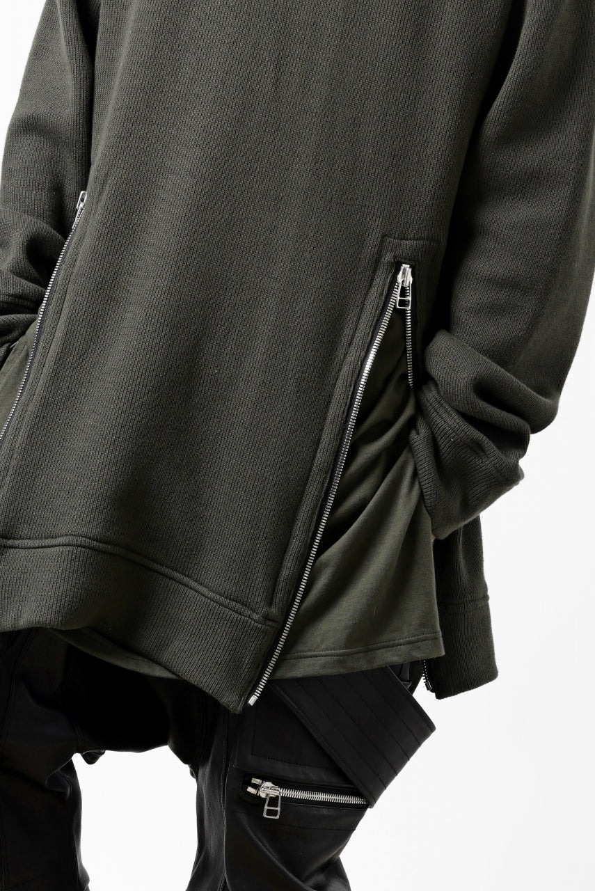 A.F ARTEFACT LAYERED ZIP PULLOVER / COTTON KNIT+JERSEY (KHAKI) - Image 30