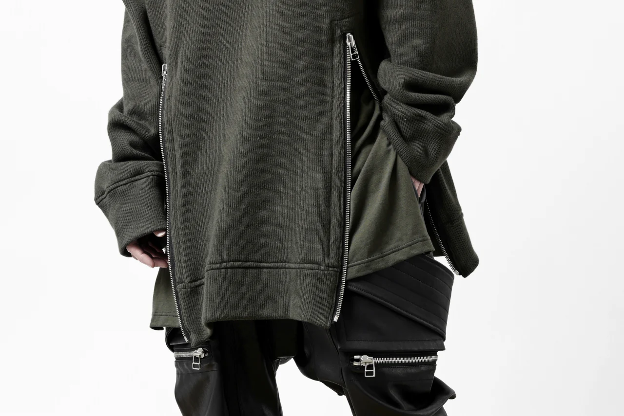 A.F ARTEFACT LAYERED ZIP PULLOVER / COTTON KNIT+JERSEY (KHAKI) - Image 36