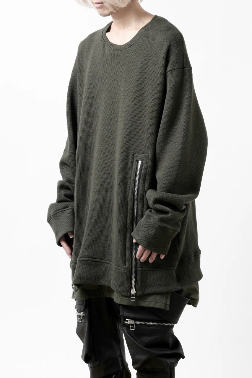 A.F ARTEFACT LAYERED ZIP PULLOVER / COTTON KNIT+JERSEY (KHAKI) - Image 5