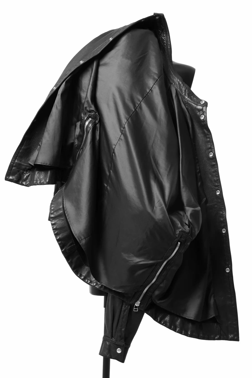 A.F ARTEFACT LEATHER COCOON SHIRT JACKET / GOAT SKIN (BLACK) - Image 14