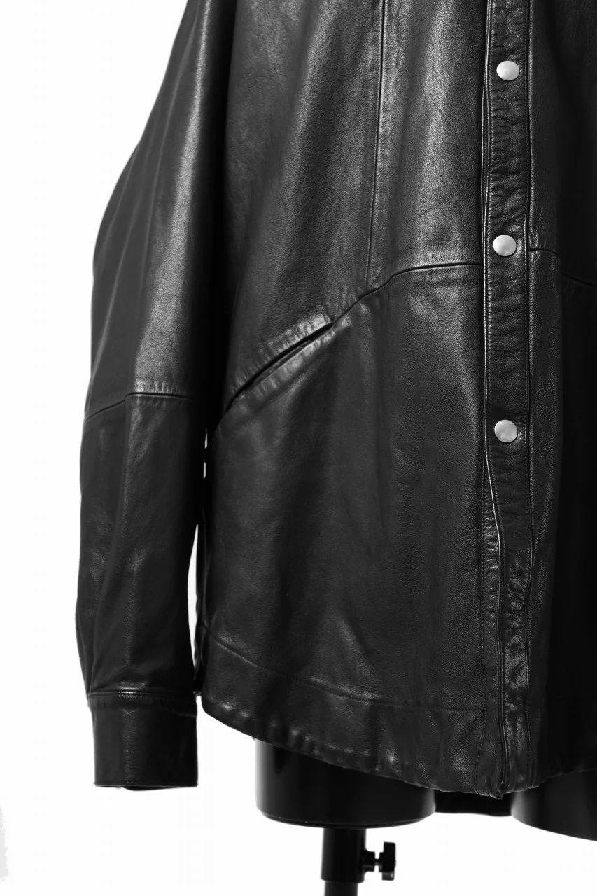 A.F ARTEFACT LEATHER COCOON SHIRT JACKET / GOAT SKIN (BLACK) - Image 17