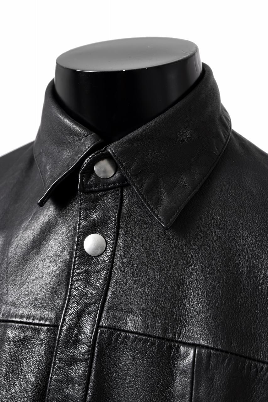 A.F ARTEFACT LEATHER COCOON SHIRT JACKET / GOAT SKIN (BLACK) - Image 18