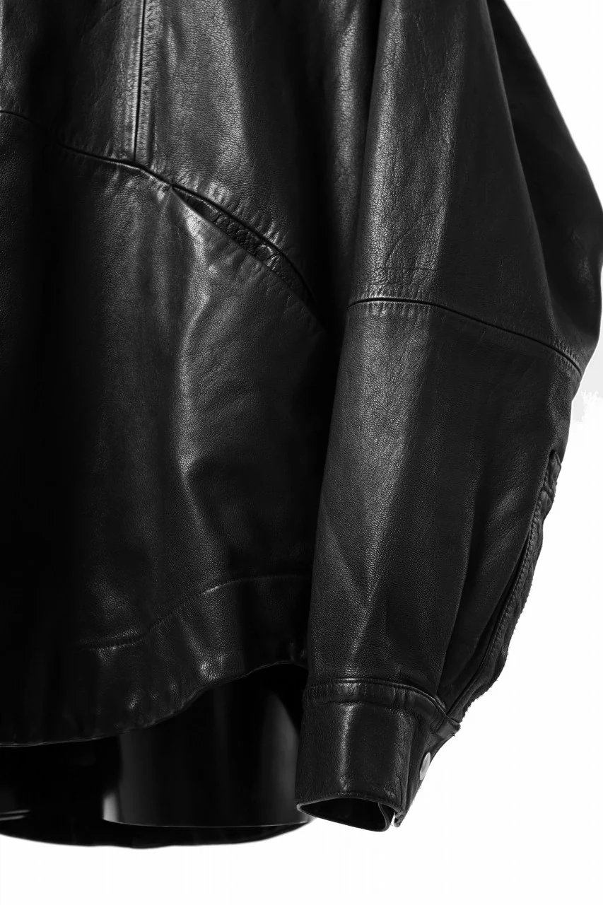 A.F ARTEFACT LEATHER COCOON SHIRT JACKET / GOAT SKIN (BLACK) - Image 20