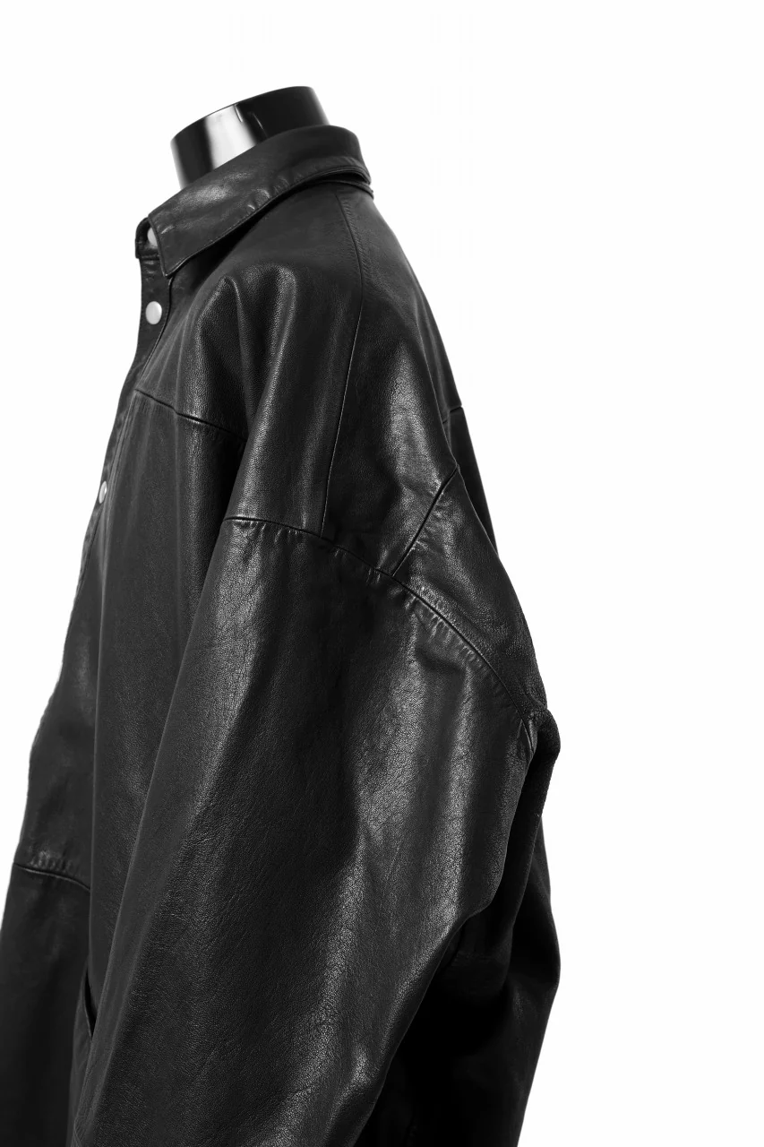 A.F ARTEFACT LEATHER COCOON SHIRT JACKET / GOAT SKIN (BLACK) - Image 21