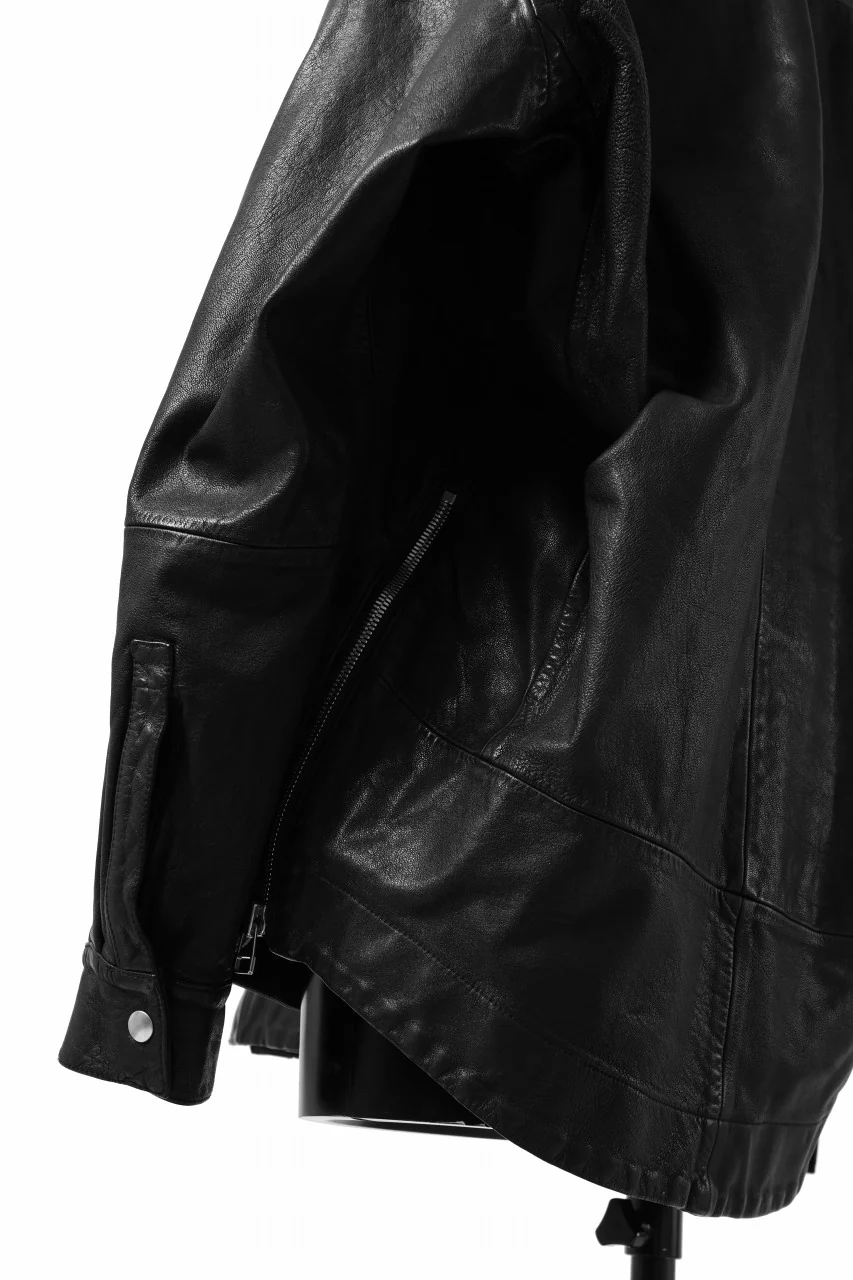 A.F ARTEFACT LEATHER COCOON SHIRT JACKET / GOAT SKIN (BLACK) - Image 22