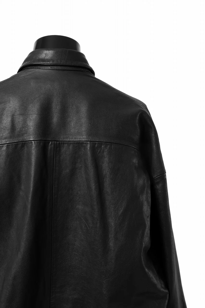 A.F ARTEFACT LEATHER COCOON SHIRT JACKET / GOAT SKIN (BLACK) - Image 24