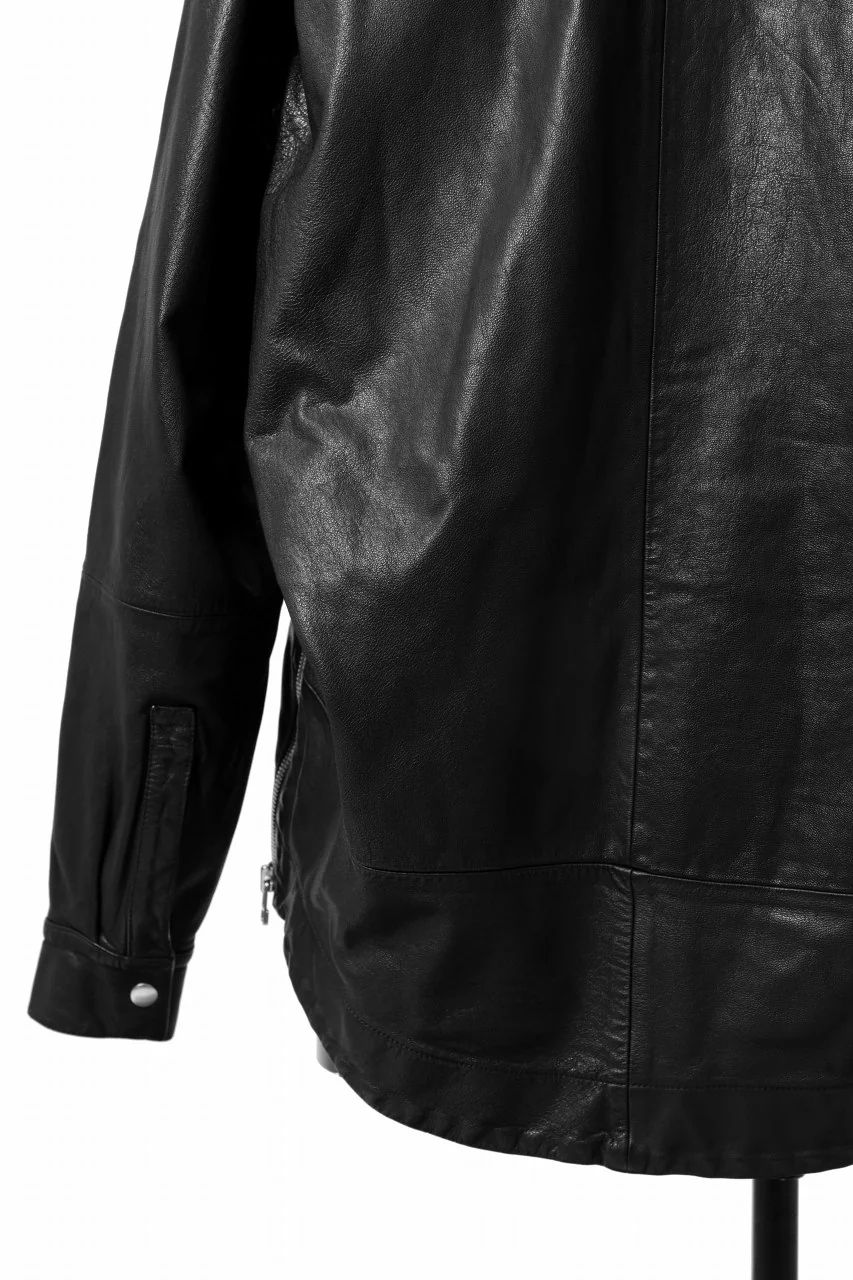 A.F ARTEFACT LEATHER COCOON SHIRT JACKET / GOAT SKIN (BLACK) - Image 25