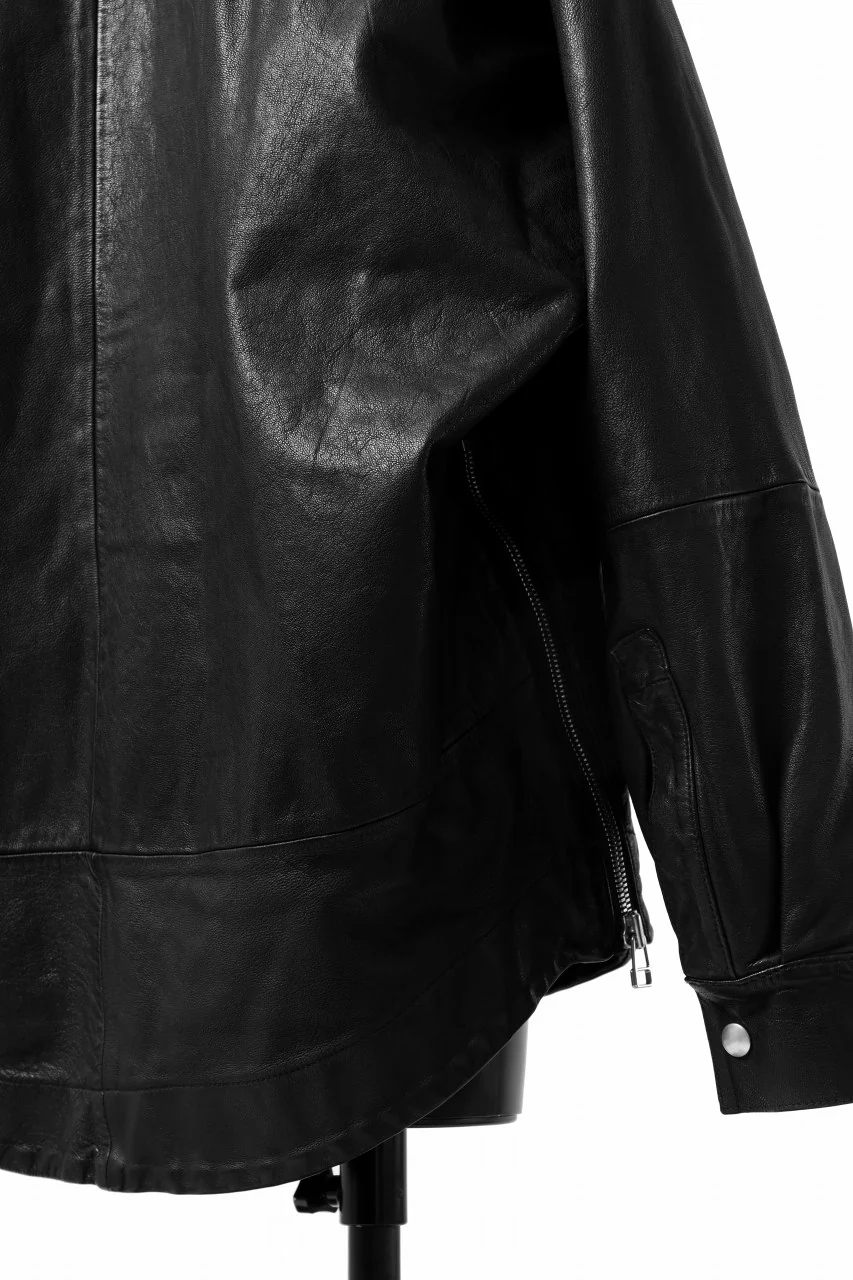 A.F ARTEFACT LEATHER COCOON SHIRT JACKET / GOAT SKIN (BLACK) - Image 26