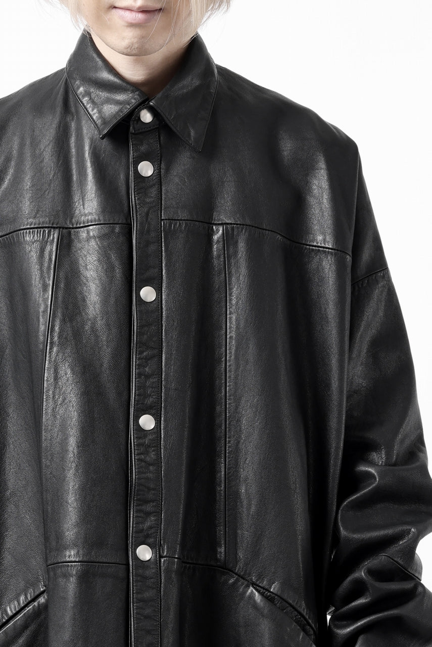 A.F ARTEFACT LEATHER COCOON SHIRT JACKET / GOAT SKIN (BLACK) - Image 36