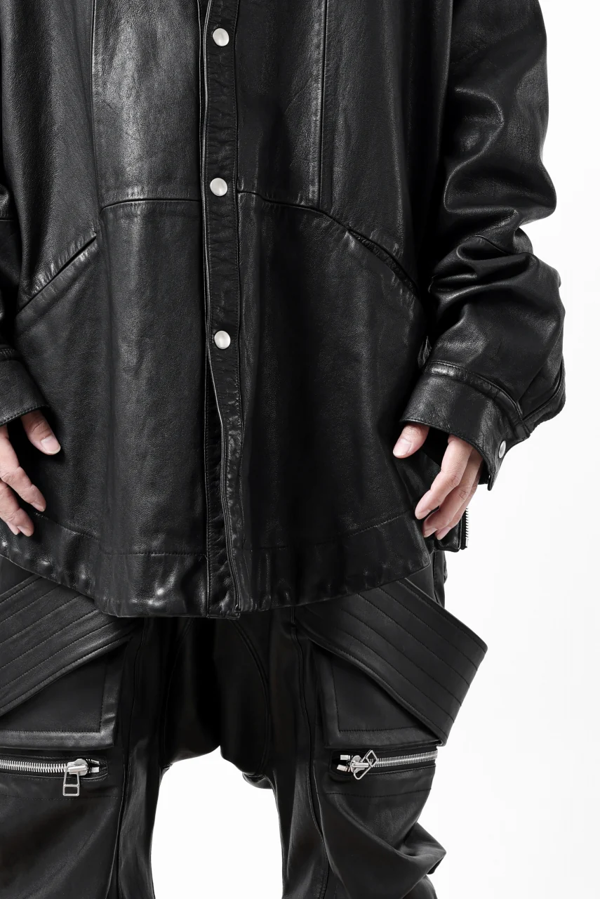 A.F ARTEFACT LEATHER COCOON SHIRT JACKET / GOAT SKIN (BLACK) - Image 37