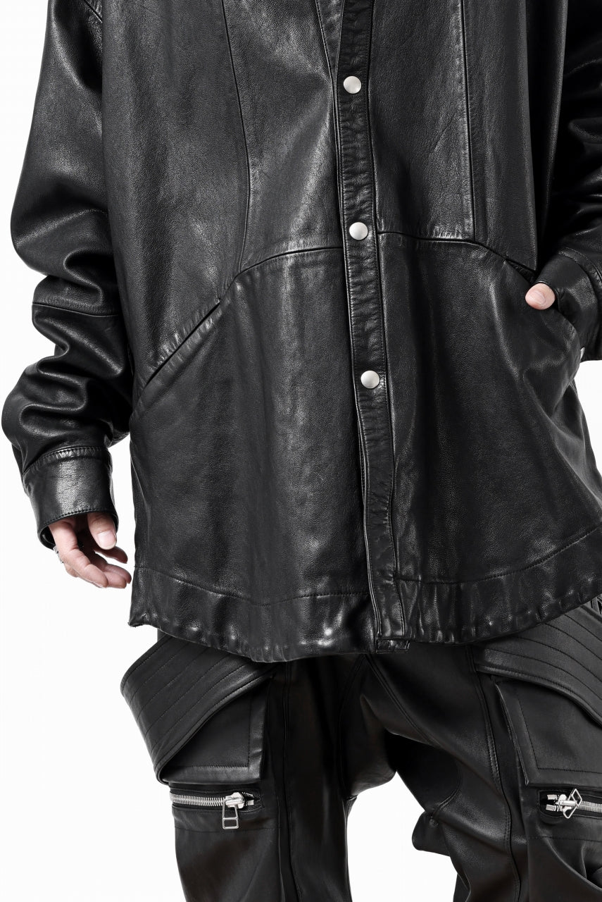 A.F ARTEFACT LEATHER COCOON SHIRT JACKET / GOAT SKIN (BLACK) - Image 39