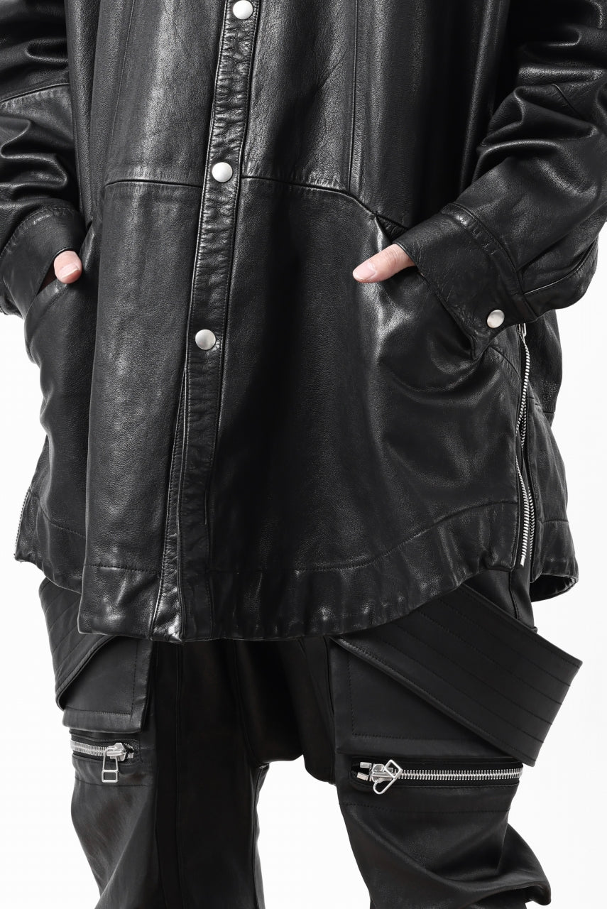 A.F ARTEFACT LEATHER COCOON SHIRT JACKET / GOAT SKIN (BLACK) - Image 40