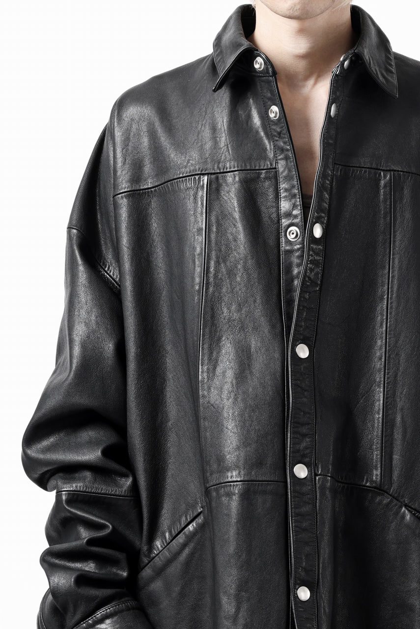 A.F ARTEFACT LEATHER COCOON SHIRT JACKET / GOAT SKIN (BLACK) - Image 41