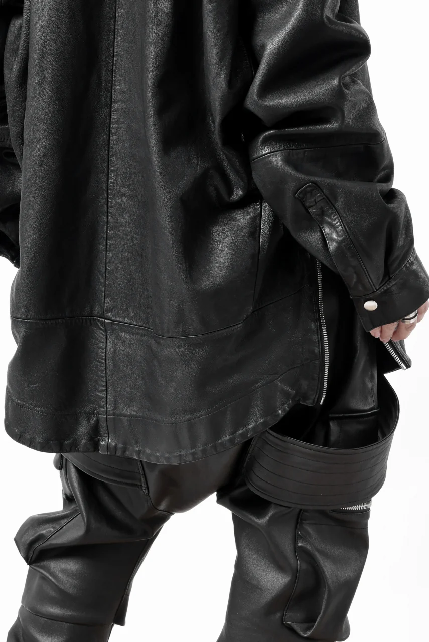A.F ARTEFACT LEATHER COCOON SHIRT JACKET / GOAT SKIN (BLACK) - Image 43