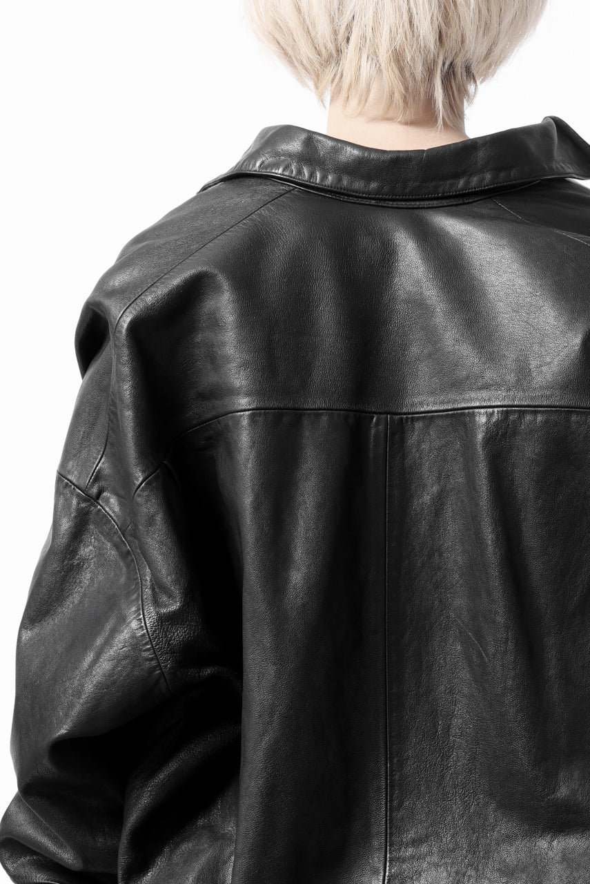 A.F ARTEFACT LEATHER COCOON SHIRT JACKET / GOAT SKIN (BLACK) - Image 44