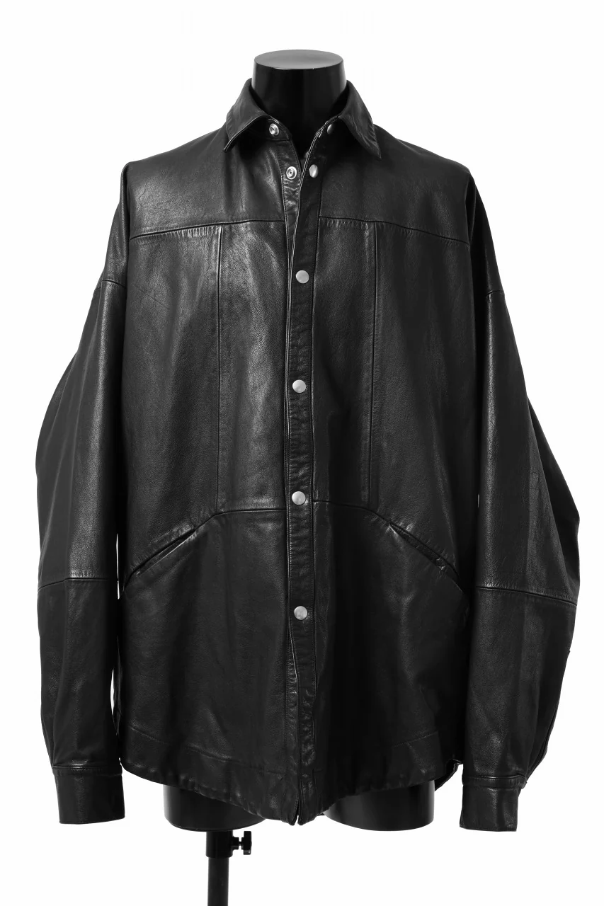A.F ARTEFACT LEATHER COCOON SHIRT JACKET / GOAT SKIN (BLACK) - Image 9
