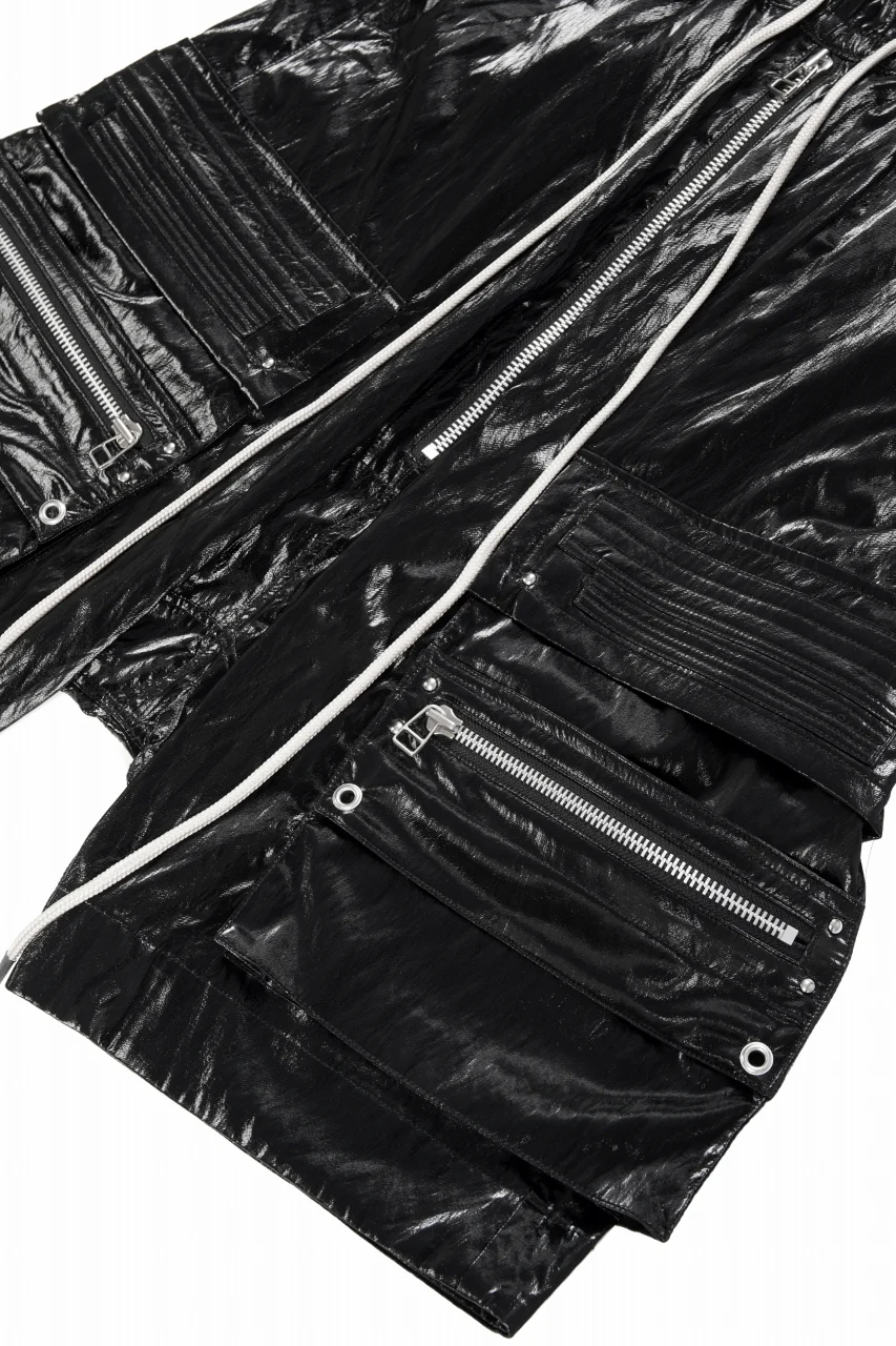 A.F ARTEFACT LEATHER TEC ZIP CARGO SHORTS (BLACK) - Image 10