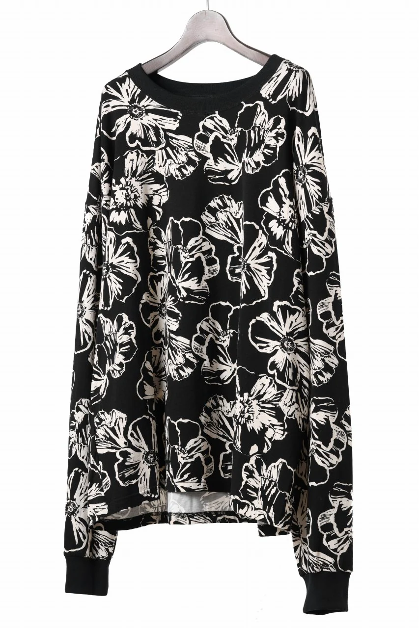 A.F ARTEFACT limited FLOWER PRINT LONG SLEEVE TEE (BLACK x WHITE) - Image 2