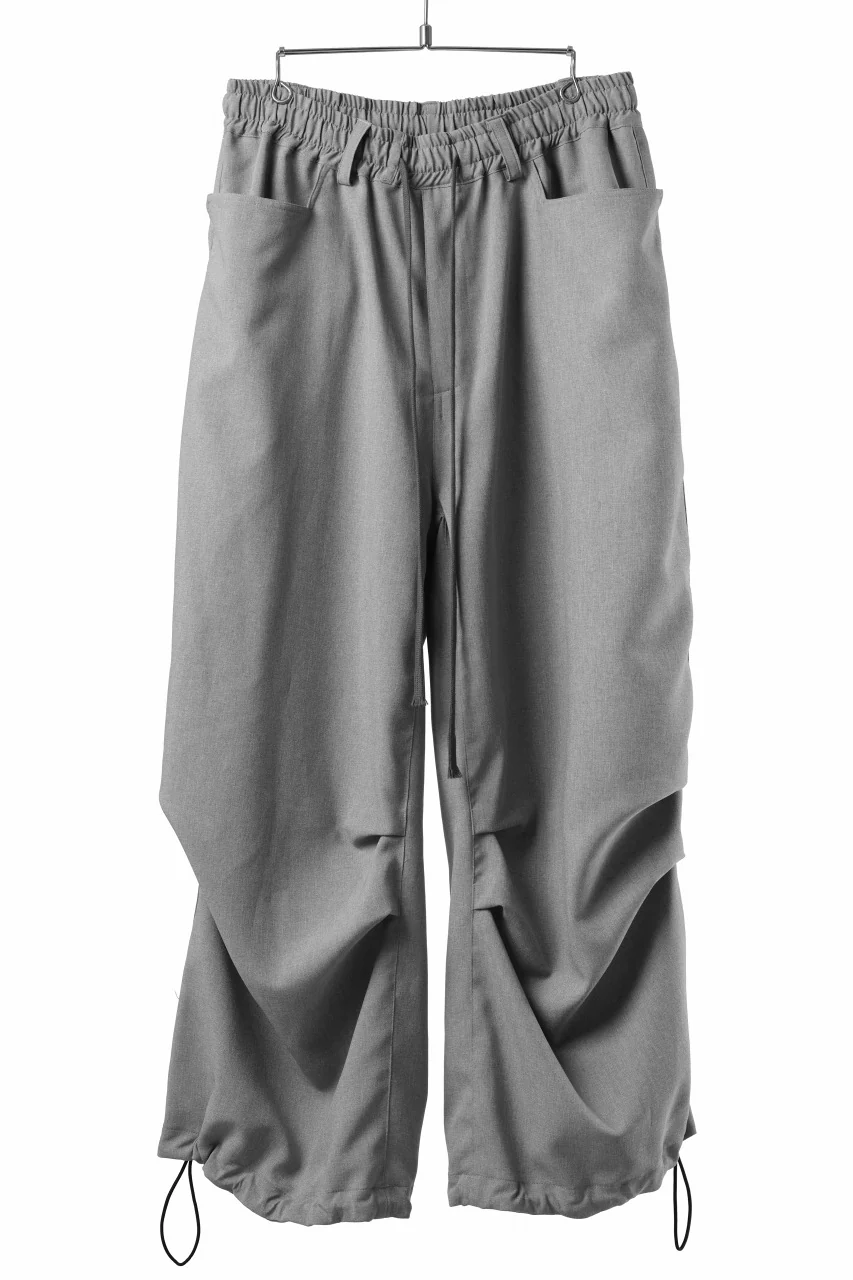 A.F ARTEFACT limited TUCK SQUEEZING WIDE PANTS / BACK STRIPE WOOLY CLOTH (L.GREY) - Image 2