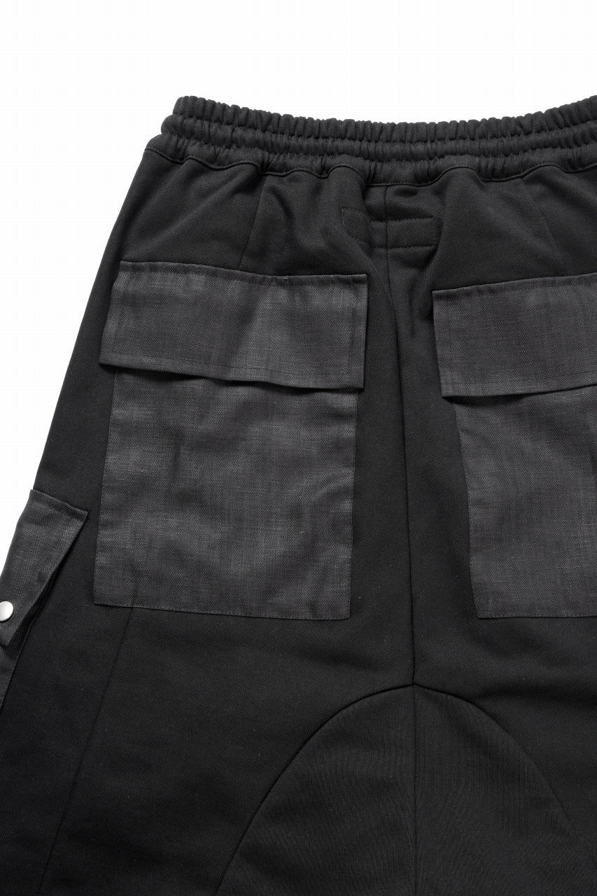 A.F ARTEFACT LINEN COMBINATION SWEAT CARGO-SHORTS (BLACK) - Image 10